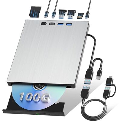 juwuoi Externe Blu-ray-speler voor laptop, Blu-Ray-brander USB 3.0 type C, CD/BD-spelers compatibel met Windows Linux Mac OS 100 G juwuoi Externe Blu-ray-speler voor laptop, Blu-Ray-brander USB 3.0 type C, CD/BD-spelers compatibel met Windows Linux Mac OS 100 G