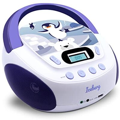 mooov Metronic 477179 Iceberg MP3 CD-speler voor kinderen met USB-poort en audio-ingang, hoofdtelefoonuitgang Wit/Blauw mooov Metronic 477179 Iceberg MP3 CD-speler voor kinderen met USB-poort en audio-ingang, hoofdtelefoonuitgang Wit/Blauw