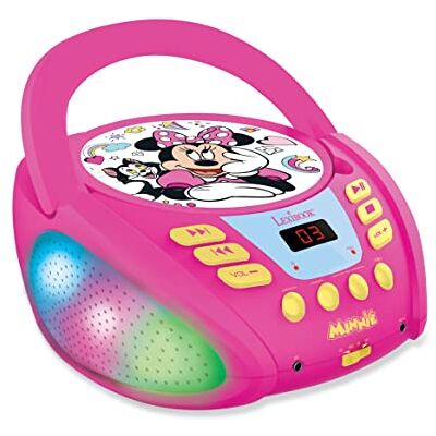 Lexibook Disney Minnie RCD109MN Bluetooth cd-speler voor kinderen, draagbaar, lichteffecten, microfoonaansluiting, AUX-ingang, batterij of netvoeding, roze Lexibook Disney Minnie RCD109MN Bluetooth cd-speler voor kinderen, draagbaar, lichteffecten, microfoonaansluiting, AUX-ingang, batterij of netvoeding, roze