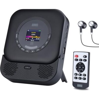 August SE15 Draagbare cd-speler, Bluetooth 5.3, geïntegreerde stereoluidspreker, wandmontage, oplaadbaar, met afstandsbediening, hoofdtelefoon, anti-skibescherming, 3,5 mm AUX-aansluiting, USB, zwart August SE15 Draagbare cd-speler, Bluetooth 5.3, geïntegreerde stereoluidspreker, wandmontage, oplaadbaar, met afstandsbediening, hoofdtelefoon, anti-skibescherming, 3,5 mm AUX-aansluiting, USB, zwart