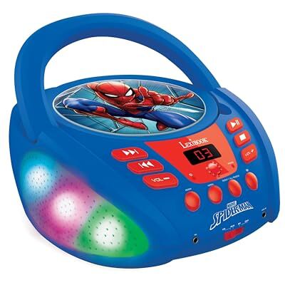 Lexibook , Spider-Man RCD109SPLXB Bluetooth-cd-speler voor kinderen, draagbaar, kleurrijke lichteffecten, microfoonaansluiting, AUX-aansluiting, AC of werkt op batterijen, voor meisjes, jongens, blauw Lexibook , Spider-Man RCD109SPLXB Bluetooth-cd-speler voor kinderen, draagbaar, kleurrijke lichteffecten, microfoonaansluiting, AUX-aansluiting, AC of werkt op batterijen, voor meisjes, jongens, blauw