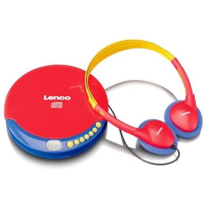 Lenco CD-021 Draagbare cd-speler voor kinderen, Discman, hoofdtelefoon met volumeregeling, speelt CD-R/RW af, geïntegreerde batterij, met oplaadkabel, rood/blauw Lenco CD-021 Draagbare cd-speler voor kinderen, Discman, hoofdtelefoon met volumeregeling, speelt CD-R/RW af, geïntegreerde batterij, met oplaadkabel, rood/blauw