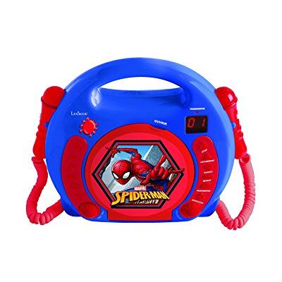 Lexibook Marvel Spider-Man Peter Parker CD-speler met 2 speelgoedmicrofoons, hoofdtelefoonaansluiting. Werkt op batterijen, blauw / rood, RCDK100SP Lexibook Marvel Spider-Man Peter Parker CD-speler met 2 speelgoedmicrofoons, hoofdtelefoonaansluiting. Werkt op batterijen, blauw / rood, RCDK100SP