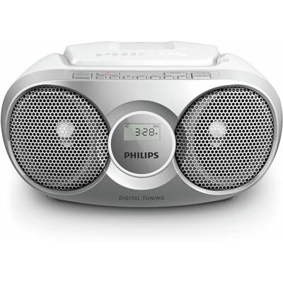 Philips Audio Az215S Draagbare CD-speler (eenvoudig te bedienen voor kinderen – FM-radio – audio-ingang) zilverkleurig en wit Philips Audio Az215S Draagbare CD-speler (eenvoudig te bedienen voor kinderen – FM-radio – audio-ingang) zilverkleurig en wit
