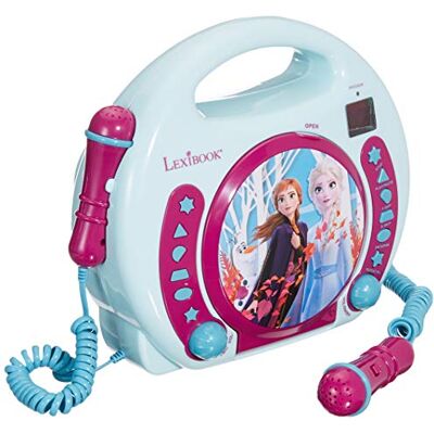 Lexibook Disney Frozen Elsa de Sneeuwkoningin RCDK100FZ CD-speler voor kinderen, met twee microfoons, oortelefoonaansluiting, werkt op batterijen, blauw/wit Lexibook Disney Frozen Elsa de Sneeuwkoningin RCDK100FZ CD-speler voor kinderen, met twee microfoons, oortelefoonaansluiting, werkt op batterijen, blauw/wit