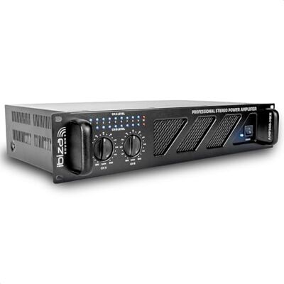 Ibiza AMP300-MKII Professionele Sono-versterker, 2 x 240 W, stereo-vermogensversterker, 19 inch, met RCA/jack-ingangen, luidsprekeruitgangen en aansluitblok en elektronische bescherming Ibiza AMP300-MKII Professionele Sono-versterker, 2 x 240 W, stereo-vermogensversterker, 19 inch, met RCA/jack-ingangen, luidsprekeruitgangen en aansluitblok en elektronische bescherming