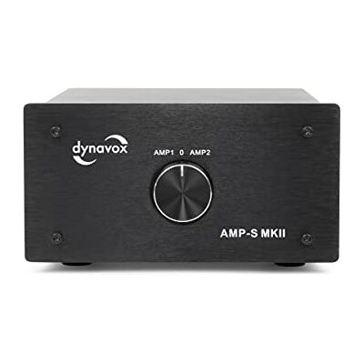 Dynavox AMP-S MKII Metalen versterker- en luidsprekerschakelaar voor stereo en surround versterker, aansluiting via banaanstekker of terminal, zwart Dynavox AMP-S MKII Metalen versterker- en luidsprekerschakelaar voor stereo en surround versterker, aansluiting via banaanstekker of terminal, zwart