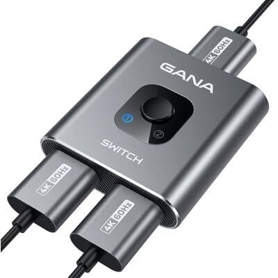 GANA HDMI splitter HDMI switch, 4K HDMI splitter bidirectionele 2 in 1 out of 1 in 2 out HDMI verdeler handmatige HDMI omschakelaar ondersteunt HD 4K 3D voor HD TV/Fire Stick/Xbox/PS3/PS4 (zilver) GANA HDMI splitter HDMI switch, 4K HDMI splitter bidirectionele 2 in 1 out of 1 in 2 out HDMI verdeler handmatige HDMI omschakelaar ondersteunt HD 4K 3D voor HD TV/Fire Stick/Xbox/PS3/PS4 (zilver)