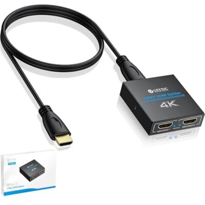 eSynic HDMI splitter 1x2, 4K HDMI splitter 1 ingang 2 uitgangen versterker aluminium Ver 1.4 HDCP, ondersteunt 3D 4K @ 30Hz Full eSynic HDMI splitter 1x2, 4K HDMI splitter 1 ingang 2 uitgangen versterker aluminium Ver 1.4 HDCP, ondersteunt 3D 4K @ 30Hz Full