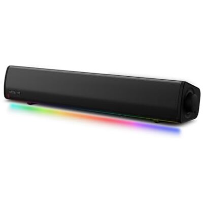 Creative Sound Blaster GS3 Compacte gaming-soundbar met RGB en SuperWide-technologie, stroomvoorziening via USB, Bluetooth 5.4, hoofdtelefoonuitgang, voor pc en Mac Creative Sound Blaster GS3 Compacte gaming-soundbar met RGB en SuperWide-technologie, stroomvoorziening via USB, Bluetooth 5.4, hoofdtelefoonuitgang, voor pc en Mac