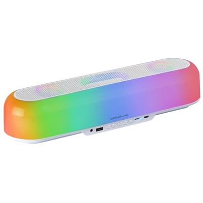 Mars Gaming MARSGAMING MSB-ORB Draagbare luidspreker + 20 W soundbar, 360° Orbilight RGB-verlichting, drievoudig driversysteem, Bluetooth 5.3/USB/MicroSD/AUX/FM, wit Mars Gaming MARSGAMING MSB-ORB Draagbare luidspreker + 20 W soundbar, 360° Orbilight RGB-verlichting, drievoudig driversysteem, Bluetooth 5.3/USB/MicroSD/AUX/FM, wit