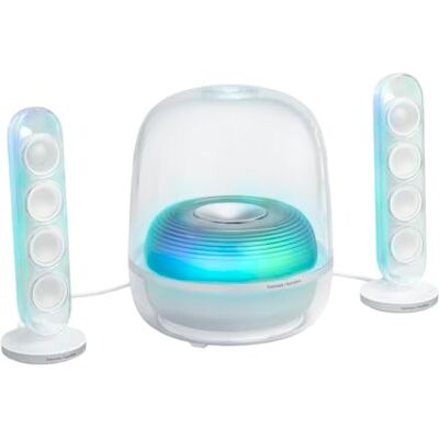 Harman/Kardon SoundSticks 5 Bluetooth-luidspreker, 3-weg design, single-kabel HDMI ARC-connectiviteit, Auracast multi-luidsprekerverbinding, kleurrijke lichtspellen, wit Harman/Kardon SoundSticks 5 Bluetooth-luidspreker, 3-weg design, single-kabel HDMI ARC-connectiviteit, Auracast multi-luidsprekerverbinding, kleurrijke lichtspellen, wit