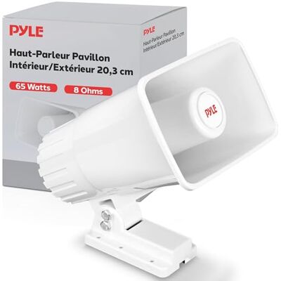 Pyle PA luidspreker voor binnen en buiten, wit, draagbare luidspreker 20,3 cm (8 inch) met 8 Ohm impedantie en piekvermogen 65 W, montagebeugel en accessoires inbegrepen Pyle PA luidspreker voor binnen en buiten, wit, draagbare luidspreker 20,3 cm (8 inch) met 8 Ohm impedantie en piekvermogen 65 W, montagebeugel en accessoires inbegrepen