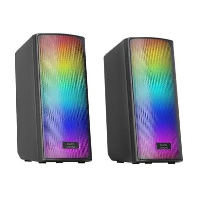 Mars Gaming MARSGAMING MSRGB2 Bluetooth 5.3 luidspreker, 15 W, DSP-geluidsprocessor, dynamische RGB-verlichting, mesh-front, compacte luidsprekers met besturingsbox, 3,5 mm jack en USB-ingang, Mars Gaming MARSGAMING MSRGB2 Bluetooth 5.3 luidspreker, 15 W, DSP-geluidsprocessor, dynamische RGB-verlichting, mesh-front, compacte luidsprekers met besturingsbox, 3,5 mm jack en USB-ingang,