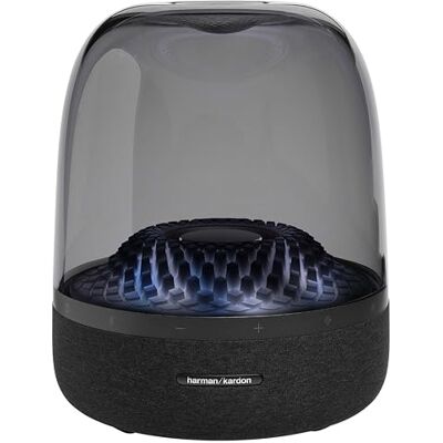 Harman/Kardon Aura Studio 4, Bluetooth-luidspreker met transparante koepel en themalichtspel, elegant design en buitengewoon 360 graden geluid, in zwart Harman/Kardon Aura Studio 4, Bluetooth-luidspreker met transparante koepel en themalichtspel, elegant design en buitengewoon 360 graden geluid, in zwart