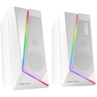 Mars Gaming MARSGAMING MS7W, Haut-Parleurs RGB, Bluethooth 5.0 + Jack 3.5, DSP-geluid 20W, Blanc Mars Gaming MARSGAMING MS7W, Haut-Parleurs RGB, Bluethooth 5.0 + Jack 3.5, DSP-geluid 20W, Blanc