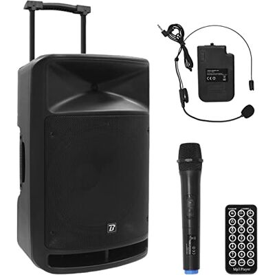 BoomToneDJ Draagbare vrijstaande luidspreker met 2 draadloze microfoons BoomTone DJ TravelSound15-VHF. Karaoke luidspreker 800 W FM-tuner. Bluetooth-ontvanger. SD-kaartlezer, USB-stick en IR-afstandsbediening. BoomToneDJ Draagbare vrijstaande luidspreker met 2 draadloze microfoons BoomTone DJ TravelSound15-VHF. Karaoke luidspreker 800 W FM-tuner. Bluetooth-ontvanger. SD-kaartlezer, USB-stick en IR-afstandsbediening.