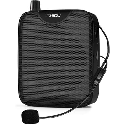 SHIDU Draagbare spraakversterker, S511 Mini-spraakversterker met bekabelde microfoon Headset Oplaadbare draagbare microfoon en luidspreker PA-systeem voor docenten, zingen, klaslokaal, gids, ouderen, yoga SHIDU Draagbare spraakversterker, S511 Mini-spraakversterker met bekabelde microfoon Headset Oplaadbare draagbare microfoon en luidspreker PA-systeem voor docenten, zingen, klaslokaal, gids, ouderen, yoga