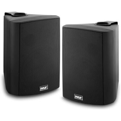 Pyle Paar waterdichte bluetooth-wandluidsprekers, voor binnen en buiten, IP44 beoordeling in marinekwaliteit, basversterking, hoog volume en verbeterde bas, zwart Pyle Paar waterdichte bluetooth-wandluidsprekers, voor binnen en buiten, IP44 beoordeling in marinekwaliteit, basversterking, hoog volume en verbeterde bas, zwart