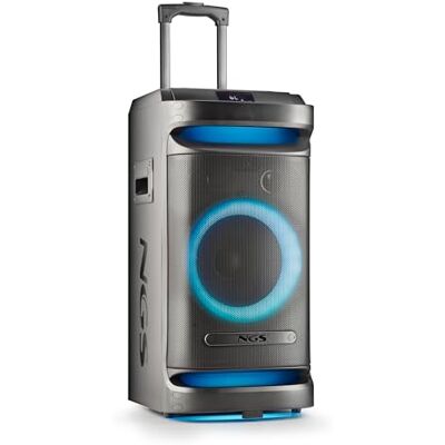 NGS Wild Space 1 Draagbare Bluetooth 5.3 partyluidspreker, 900 W, 10 inch subwoofer, RGB LED-verlichting, TWS, karaoke, 6H batterij, wielen en handvat, zwart NGS Wild Space 1 Draagbare Bluetooth 5.3 partyluidspreker, 900 W, 10 inch subwoofer, RGB LED-verlichting, TWS, karaoke, 6H batterij, wielen en handvat, zwart