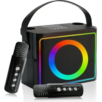 QEEKADA Professionele Volwassen Karaoke Luidspreker 2 Draadloze Microfoon Karaoke Kit, Draagbare Karaoke Machine met PA-systeem, Ondersteuning AUX/USB/TF Kaart LED-verlichting, Ondersteunt QEEKADA Professionele Volwassen Karaoke Luidspreker 2 Draadloze Microfoon Karaoke Kit, Draagbare Karaoke Machine met PA-systeem, Ondersteuning AUX/USB/TF Kaart LED-verlichting, Ondersteunt