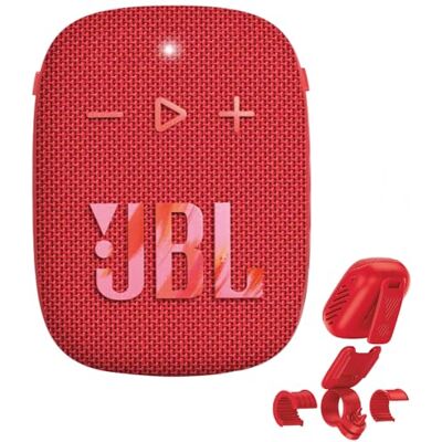 JBL Box Wind 3S Mini waterdichte draagbare Bluetooth-luidspreker met clip voor sport, fiets en scooter, basversterking, rood JBL Box Wind 3S Mini waterdichte draagbare Bluetooth-luidspreker met clip voor sport, fiets en scooter, basversterking, rood