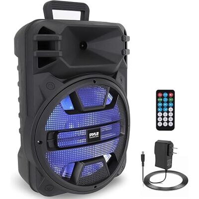 Pyle Draagbaar 12 inch Bluetooth-luidsprekersysteem, 800 W, karaoke-luidspreker met DJ-ledlampen, USB/FM/BT/Aux/afstandsbediening, microfooningangen en ingebouwde oplaadbare batterij PPHP1243B Pyle Draagbaar 12 inch Bluetooth-luidsprekersysteem, 800 W, karaoke-luidspreker met DJ-ledlampen, USB/FM/BT/Aux/afstandsbediening, microfooningangen en ingebouwde oplaadbare batterij PPHP1243B