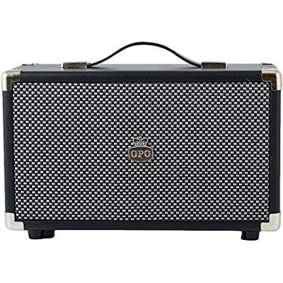 GPO Westwood Retro luidspreker 25 watt met subwoofer, RCA-ingang, Bluetooth met retro rooster en draaggreep, zwart GPO Westwood Retro luidspreker 25 watt met subwoofer, RCA-ingang, Bluetooth met retro rooster en draaggreep, zwart