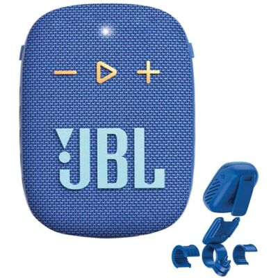 JBL Box Wind 3S Mini Bluetooth-luidspreker, draagbaar, waterdicht, met clip voor sport, fiets en scooter, basversterking, blauw JBL Box Wind 3S Mini Bluetooth-luidspreker, draagbaar, waterdicht, met clip voor sport, fiets en scooter, basversterking, blauw