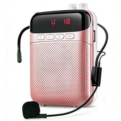 Kinizuxi Power Amplifier Draagbare oplaadbare luidspreker met bekabelde microfoon 10 W 2400 mAh PA-systeem ondersteunt MP3-audio voor docenten, training, vergadering, gids (roze) Kinizuxi Power Amplifier Draagbare oplaadbare luidspreker met bekabelde microfoon 10 W 2400 mAh PA-systeem ondersteunt MP3-audio voor docenten, training, vergadering, gids (roze)
