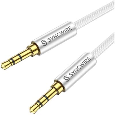 SYNCWIRE 3,5 mm hulpkabel, nylon jack-kabel voor hoofdtelefoons, Apple iPhone, iPod, iPad, Echo Dot, stereosystemen voor thuis/auto, smartphones, mp3-spelers en meer, zilver 3 m SYNCWIRE 3,5 mm hulpkabel, nylon jack-kabel voor hoofdtelefoons, Apple iPhone, iPod, iPad, Echo Dot, stereosystemen voor thuis/auto, smartphones, mp3-spelers en meer, zilver 3 m