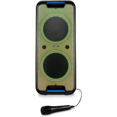 Medion PX-1 Plus partybox (batterij, met microfoon, draagbare bluetooth-luidspreker, grote muziekdoos, verschillende lichteffecten, partyluidspreker met karaoke, 2 microfoonpoorten, AUX Medion PX-1 Plus partybox (batterij, met microfoon, draagbare bluetooth-luidspreker, grote muziekdoos, verschillende lichteffecten, partyluidspreker met karaoke, 2 microfoonpoorten, AUX