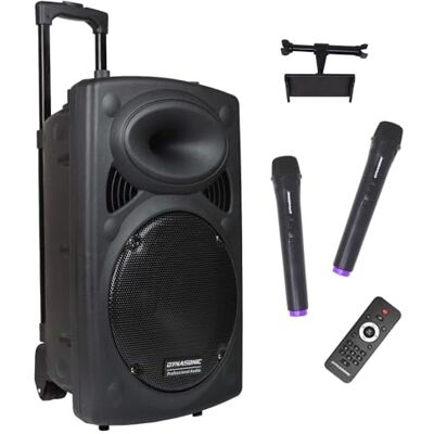 DYNASONIC DYNAPRO 15 PLUS (3e generatie) professionele draagbare bluetooth-luidspreker, krachtige 800 W bluetooth-luidspreker, 2 karaoke-microfoons en tablethouder DYNASONIC DYNAPRO 15 PLUS (3e generatie) professionele draagbare bluetooth-luidspreker, krachtige 800 W bluetooth-luidspreker, 2 karaoke-microfoons en tablethouder