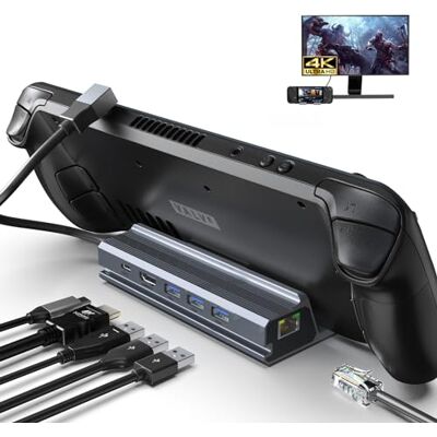 Qhou Steam Deck 6-in-1 dockingstation HDMI 2.0, 4K @60Hz, Gigabit Ethernet, 3x USB A 3.0, compatibel met Steam Deck Valve, Switch Qhou Steam Deck 6-in-1 dockingstation HDMI 2.0, 4K @60Hz, Gigabit Ethernet, 3x USB A 3.0, compatibel met Steam Deck Valve, Switch