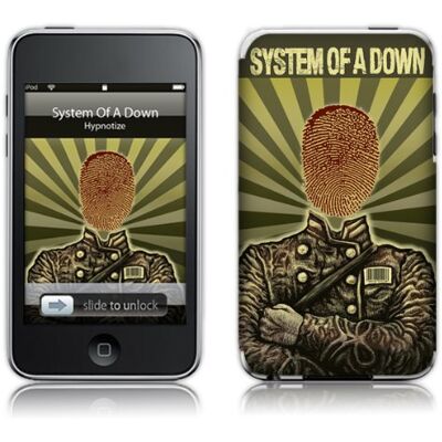 MusicSkins System of a Down vingerafdruk-soldaat voor Apple iPod Touch 2e en 3e generatie MusicSkins System of a Down vingerafdruk-soldaat voor Apple iPod Touch 2e en 3e generatie
