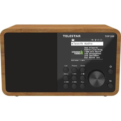TELESTAR TOP 200 DAB+/internetradio (mono, 10 W, Bluetooth zend/ontvangstfunctie, USB-opname, noodwaarschuwingssysteem, app-bediening) hout TELESTAR TOP 200 DAB+/internetradio (mono, 10 W, Bluetooth zend/ontvangstfunctie, USB-opname, noodwaarschuwingssysteem, app-bediening) hout