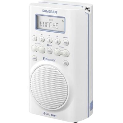 Sangean H-205D BT waterdichte douche radio (Bluetooth, DAB +, FM RDS, JIS7 waterdicht) wit Sangean H-205D BT waterdichte douche radio (Bluetooth, DAB +, FM RDS, JIS7 waterdicht) wit
