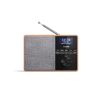 Philips Audio R5505/10 draagbare radio, keukenradio (Bluetooth, houten behuizing, DAB+-radio, 3 inch breedbanddiafragma, keukentimer, werkt op netstroom of op batterijen Philips Audio R5505/10 draagbare radio, keukenradio (Bluetooth, houten behuizing, DAB+-radio, 3 inch breedbanddiafragma, keukentimer, werkt op netstroom of op batterijen