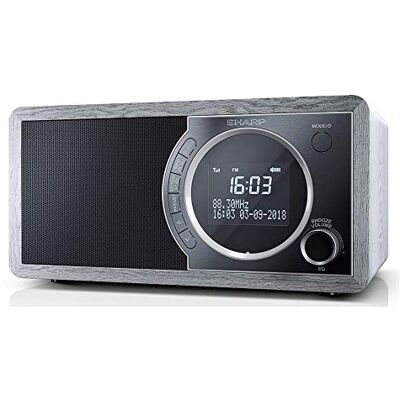 Sharp Digitale radio DR-450(GR) Dab, Dab+, Bluetooth, FM-radio, alarm/slaapfunctie en snooze-functie, houtlook, grijs Sharp Digitale radio DR-450(GR) Dab, Dab+, Bluetooth, FM-radio, alarm/slaapfunctie en snooze-functie, houtlook, grijs