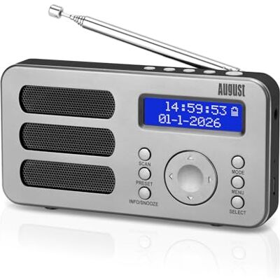 August Draagbare radio met DAB+/DAB/FM RDS- MB225 functie 40 voorinstellingen digitale radio wekker stereo/mono digitale radio met slaaptimer dubbel alarm snooze en oplaadbare batterij audio-aansluiting August Draagbare radio met DAB+/DAB/FM RDS- MB225 functie 40 voorinstellingen digitale radio wekker stereo/mono digitale radio met slaaptimer dubbel alarm snooze en oplaadbare batterij audio-aansluiting