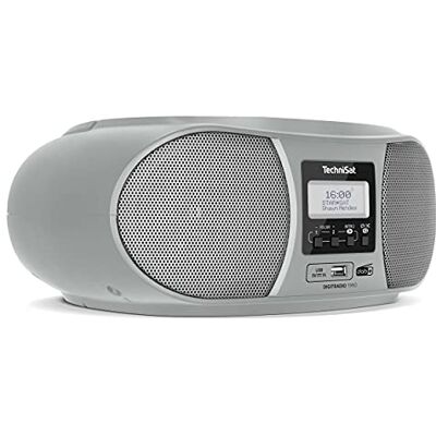 TechniSat DIGITRADIO 1990 stereo boombox met Dab +/FM-radio en cd-speler (Streaming Audio Bluetooth, hoofdtelefoonaansluiting, USB, AUX-ingang, oplaadfunctie, klok, 2 x 1,5 W) zilver TechniSat DIGITRADIO 1990 stereo boombox met Dab +/FM-radio en cd-speler (Streaming Audio Bluetooth, hoofdtelefoonaansluiting, USB, AUX-ingang, oplaadfunctie, klok, 2 x 1,5 W) zilver