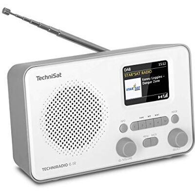 TechniSat TECHNIRADIO 6 IR Internetradio, draagbaar, met DAB+, FM, wifi, Bluetooth, kleurendisplay, wekker, app-bediening, favorietengeheugen, 3 W RMS, grijs/wit TechniSat TECHNIRADIO 6 IR Internetradio, draagbaar, met DAB+, FM, wifi, Bluetooth, kleurendisplay, wekker, app-bediening, favorietengeheugen, 3 W RMS, grijs/wit