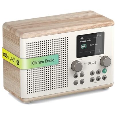 Pure Classic H4 digitale keukenradio (Dab+/FM, Bluetooth, USB, AUX, keukentimer, alarm), wit katoen/eiken Pure Classic H4 digitale keukenradio (Dab+/FM, Bluetooth, USB, AUX, keukentimer, alarm), wit katoen/eiken