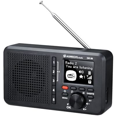 Albrecht DR 86 Kleine radio voor ouderen, 27861, DAB+/FM, muziekstreaming, ingebouwde 2200 mAh batterij, kleur: zwart Albrecht DR 86 Kleine radio voor ouderen, 27861, DAB+/FM, muziekstreaming, ingebouwde 2200 mAh batterij, kleur: zwart