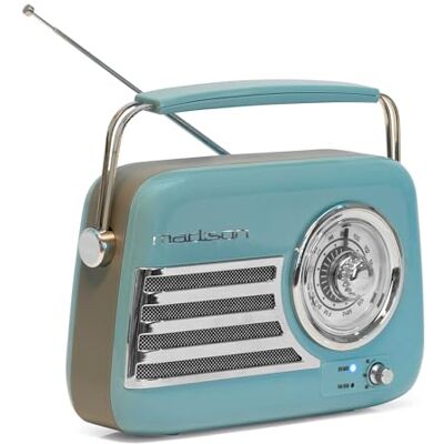 Madison FREESOUND VR40BLU Vintage radio, 30W, lange batterijduur, Bluetooth, USB, FM, blauw Nostalgie, retro Madison FREESOUND VR40BLU Vintage radio, 30W, lange batterijduur, Bluetooth, USB, FM, blauw Nostalgie, retro