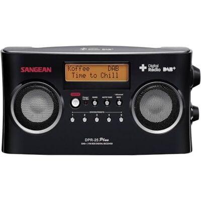 Sangean DPR-25 DAB/FM-RDS draagbare stereo-radio, oplaadbaar, zwart Sangean DPR-25 DAB/FM-RDS draagbare stereo-radio, oplaadbaar, zwart