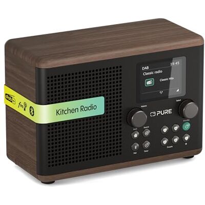 Pure Classic H4 digitale keukenradio (Dab+/FM, Bluetooth, USB, AUX, keukentimer, alarm), zwart koffie/walnoot Pure Classic H4 digitale keukenradio (Dab+/FM, Bluetooth, USB, AUX, keukentimer, alarm), zwart koffie/walnoot