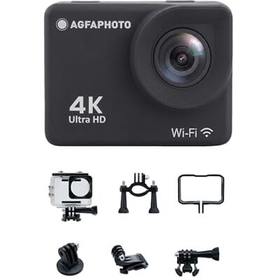 AgfaPhoto AC9000 Real 4K 30FPS, EIS stabilisatie, 170° groothoek, waterdichte behuizing 30m WiFi 18 accessoires inbegrepen AgfaPhoto AC9000 Real 4K 30FPS, EIS stabilisatie, 170° groothoek, waterdichte behuizing 30m WiFi 18 accessoires inbegrepen