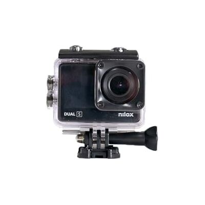 Nilox , Action Cam Dual S, actiecameresolutie 4K/60 fps, 170° groothoek, touchscreen, waterdicht tot 30 m met waterdichte hoes, met zelfklevende bevestigingen, montageset Nilox , Action Cam Dual S, actiecameresolutie 4K/60 fps, 170° groothoek, touchscreen, waterdicht tot 30 m met waterdichte hoes, met zelfklevende bevestigingen, montageset