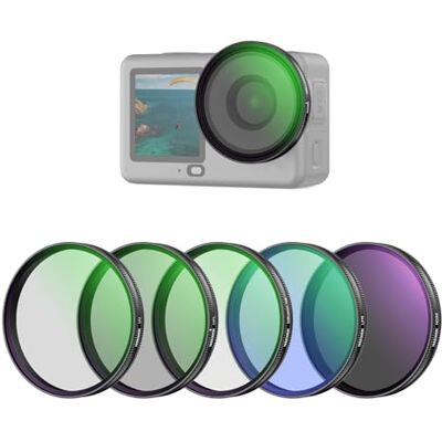 NEEWER FL-B4 5 filters compatibel met DJI Osmo Action 6 alleen CPL + ND32 + UV + LPR + Black Diffusion 1/4 in meerlaags HD optisch glas Snap On Clip-on filter voor actiecamera en NEEWER FL-B4 5 filters compatibel met DJI Osmo Action 6 alleen CPL + ND32 + UV + LPR + Black Diffusion 1/4 in meerlaags HD optisch glas Snap On Clip-on filter voor actiecamera en